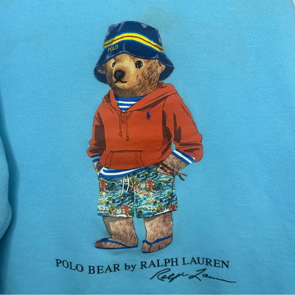 Polo Ralph Lauren Laguna Beach Bucket Hat Bear Sweatshirt Blue Kid's RARE Size 8 - Picture 5 of 5